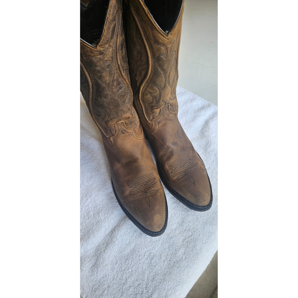 Vtg.Sanders Boot Mens Brown Leather Western Cowboy Boots Made in USA  Size 10 M